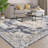 4'x6' Vintage Medallion Washable Area Rug, Non-Slip Thin Low Pile Carpet for Dining Room, Black-848403287