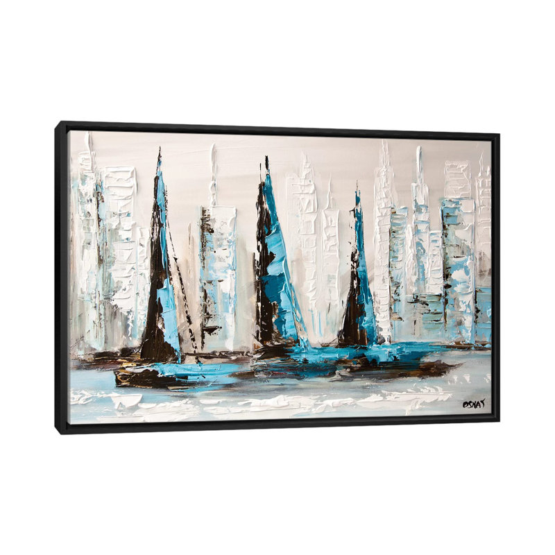 « city of paix », impression sur toile, H 18 po x l 26 po x P 1,5 po, Toile avec cadre noir, Pas de tapis