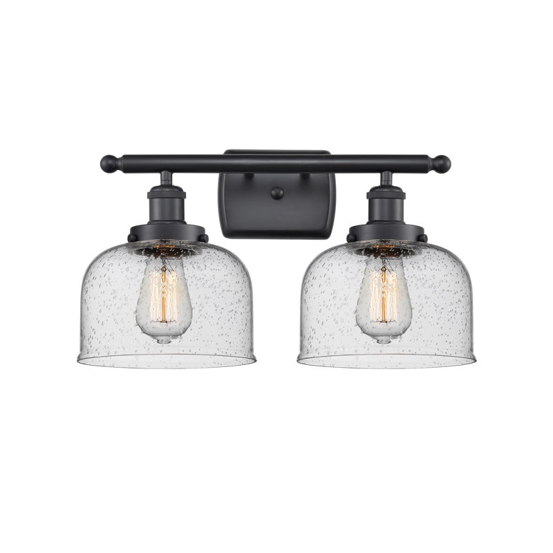 Éclairage pour meuble-lavabo de 8 po à 2 lumières Ballston Urban Bell, Grainé, Noir mat, DEL