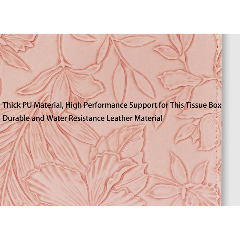 PU Leather Tissue Organizer with Bottom Belt and High Performance Hook and Loop Fastener, Pink