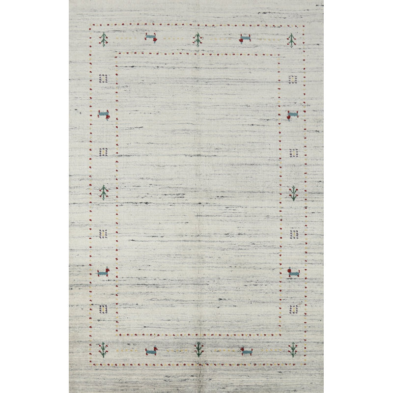 Little Animals Wool Gabbeh Style Indian Rug 4x6