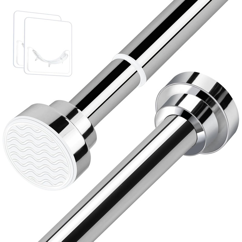 130cm Straight Tension Shower Curtain Rod & Hook Set