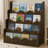  4-Tier Scalloped Kids Bookshelf, Toddler Montessori Book Shelf Organizer for Nursery, Playroom & Classroom-2107967327