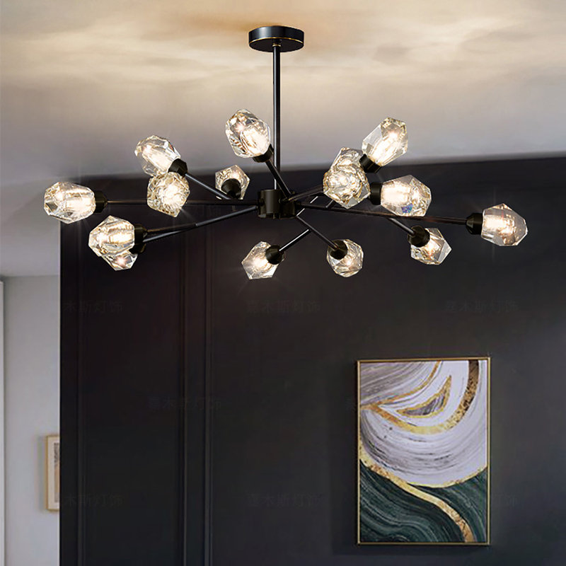 15 - Light Crystal Dimmable LED Sputnik Modern Linear Chandelier