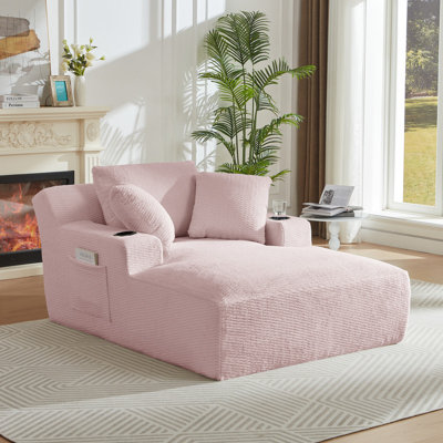 Oversized Chaise Lounge Chair with Chaise Extension, No Assembly Required by Latitude Run