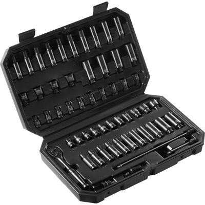 55pcs 6 1/4" Drive Impact Sockets Steel For High Torque With -rolled Size And Convenient Storage Alloy Tool Kit Clear Markings Portable Box Metal Toolbox Portability