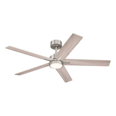 Cory 52 in. Indoor/Covered Outdoor Brushed Nickel Modern Ceiling Fan with Integrated 3000K LED with Remote Control