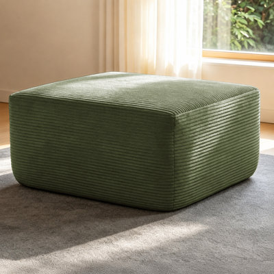 Repose-pieds modulaire en velours côtelé vert, velours côtelé moelleux avec velours côtelé, L 30 po x l 24 po x H 17 po, 1 pièce.