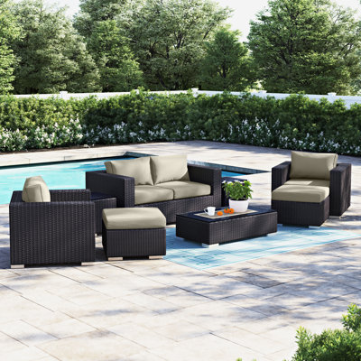 Convene 8-Piece Outdoor Patio Sofa Set with Powder Coated Aluminum Frame in Espresso