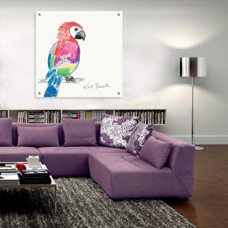 «Preston the Parrot» par Kait Roberts, art mural en verre acrylique, H 36 po x l 36 po x P 0,2 po