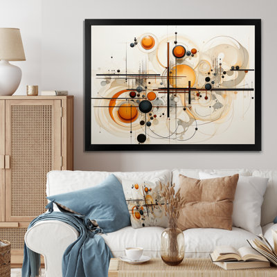 " Orange Beige Line Art Conceptual Abstracts "