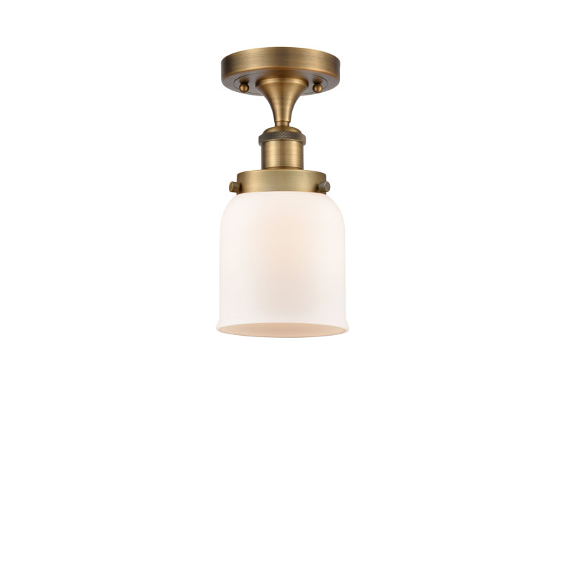 Plafonnier semi-encastré 1 lumière Ballston Urban Bell, Laiton brossé, H 11 po x l 5 po x P 5 po, Blanc mat