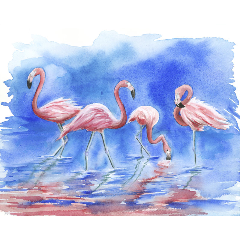 "Flamants 2" par Leah Tedesco sur, Toile tendue, Pas de tapis, H 32 po x l 48 po
