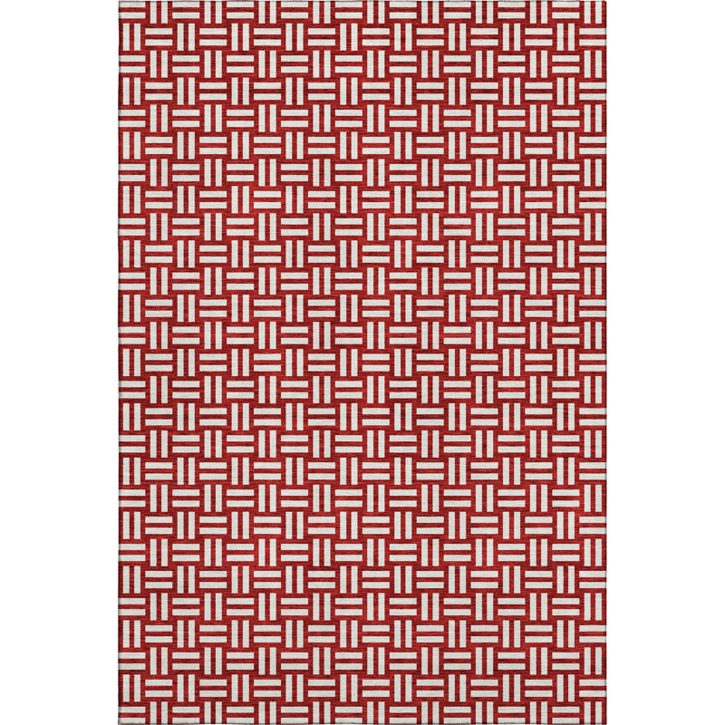 Premium Machine Washable Prisco Red Rug, Rectangle 2'6" x 3'10"