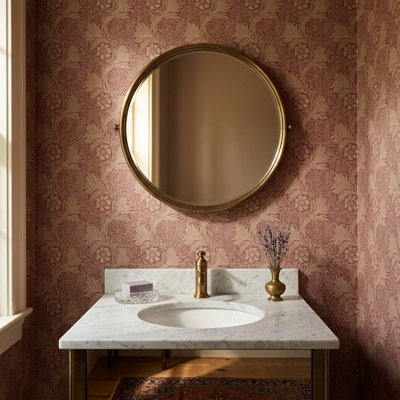 Vintage Floral Meadow Botanicals Pink and Beige Peel and Stick Wallpaper