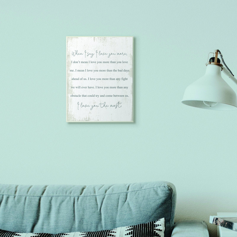 «Love You The Most Family Home Textured Word Design», art textuel, Plaque murale, H 15 po x l 10 po