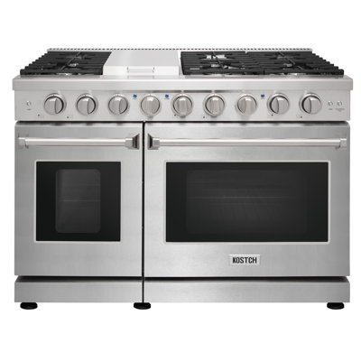 KOSTCH 48" Gas Range with 6 Burners & 1 Griddle Cooktop, Double 4.6 & 2.2 cu. ft. Oven