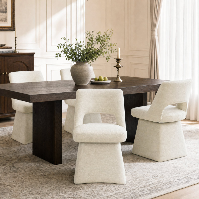 Chaise pivotante en chenille - dossier ouvert moderne, rotation à 360 ° - (ensemble de 4), 4, Beige