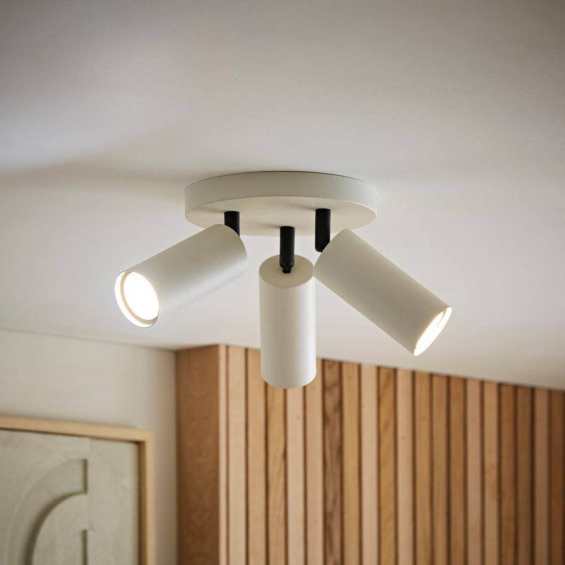 Taylor Matte  Tube Way Adjustable Ceiling Spotlight and Bulbs, 3, Beige