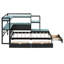 Lit de jour simple avec bureau, lumière DEL, 3 tiroirs de rangement et station de charge, bibliothèque tête de lit, noir et bleu-125615024