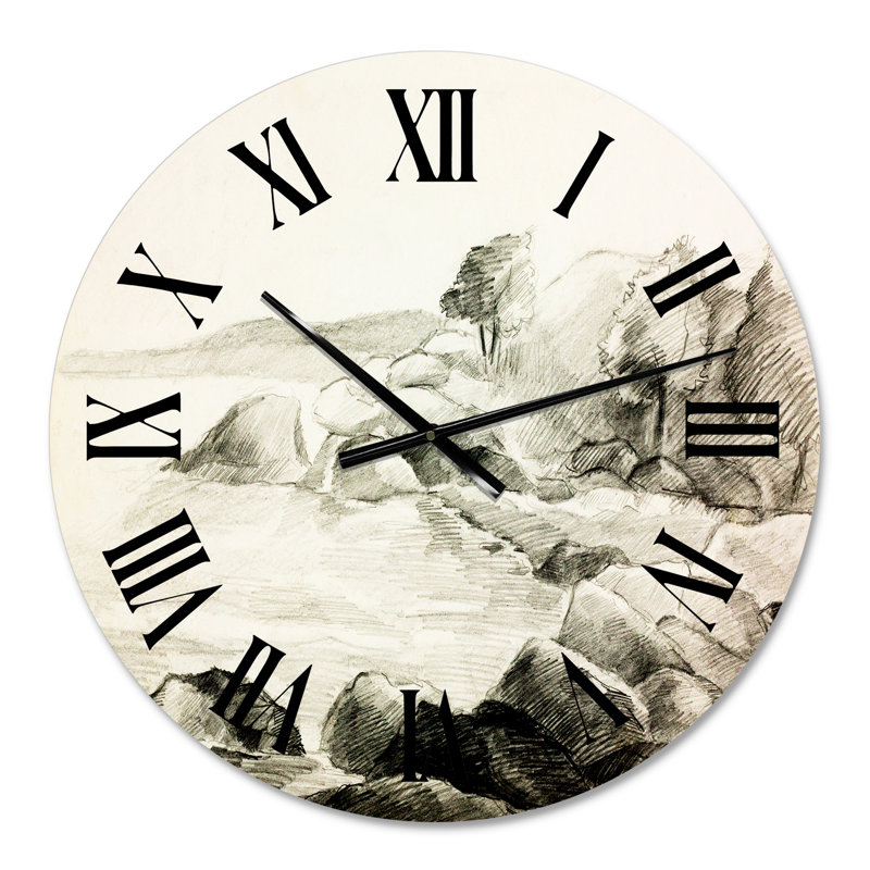 Horloge murale nautique et côtière monochrome Lake Shore, Surdimensionné