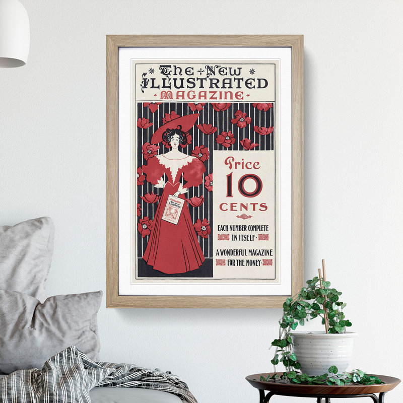 The New Illustrated Magazine by Ethel Reed - Picture Frame Graphic Art, Oak Framed, 48cm H x 36cm W x 2cm D