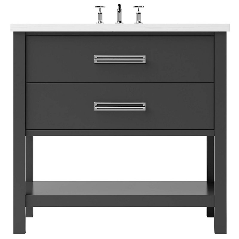 Kiawah Two-Drawer Single Bath Vanity, Off Black, Polished Chrome, 30"