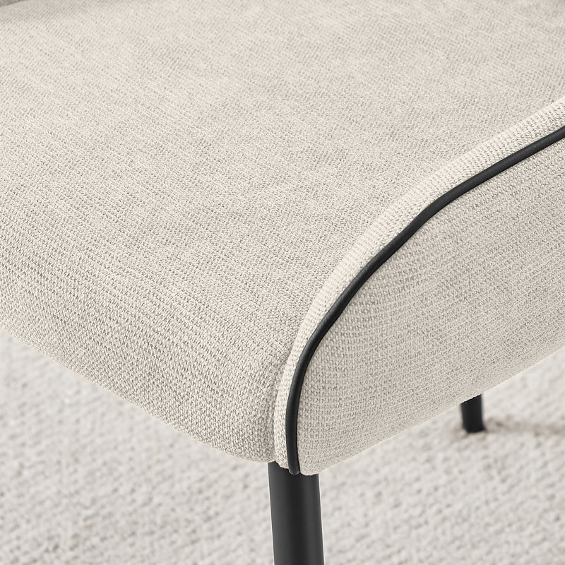 Ophelia Luxury Fabric Upholstered Dining Chair with Metal Legs, Cream