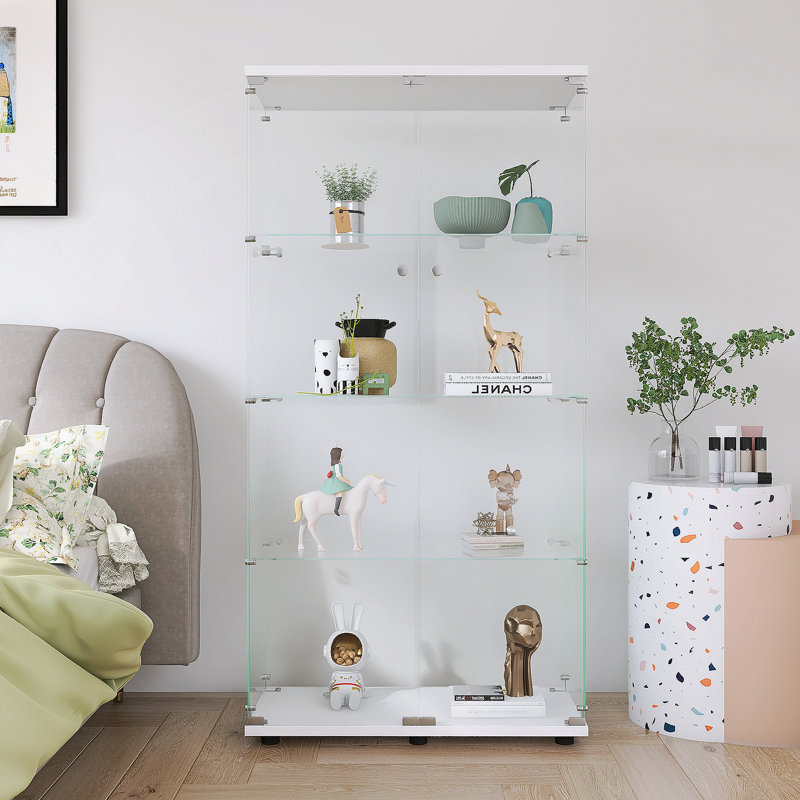 Vitrine à deux portes avec 4 tablettes vitrées et porte