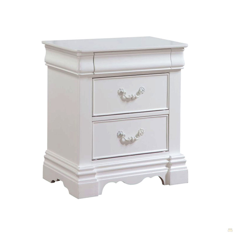 Pine Wood Nightstand With 3 Drawers