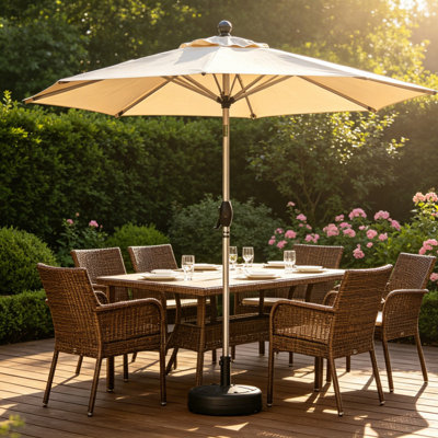 Parasol de patio rectangulaire avec manivelle et inclinaison - Pare-soleil d'extérieur pour terrasse, beige (base non incluse)