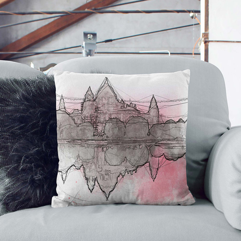 Abstract Square Throw Cushion, 40cm H x 40cm W x 15cm D, Stone