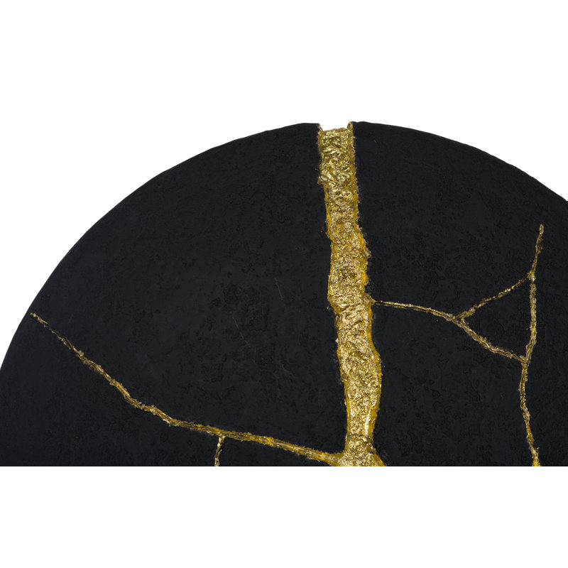 Rift Wall Tile, Circle, Matte Black, Gold Leaf
