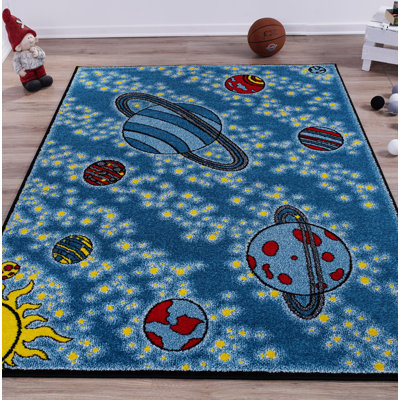 Tapis géométrique bleu Kindig