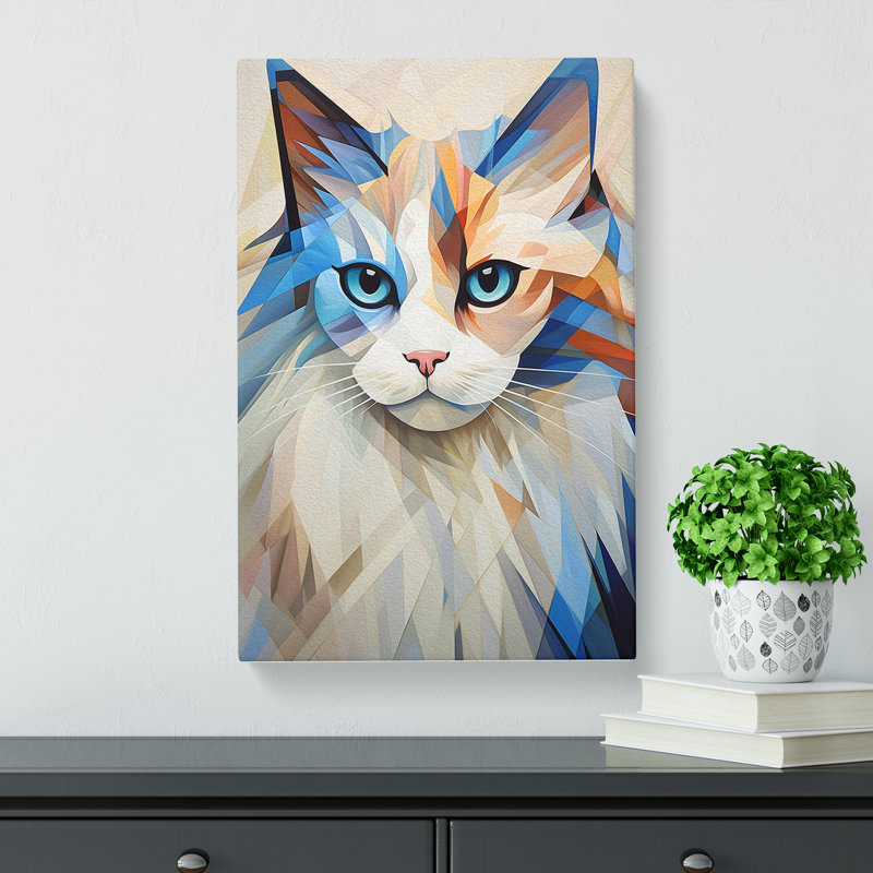 Ragdoll Cat Cubism - Single Picture Frame Print, 60cm H x 40cm W x 3cm D