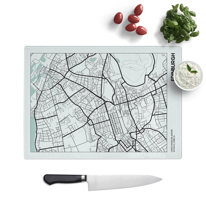 Map Edinburgh UK Chopping Board, 20cm W x 28.5cm L