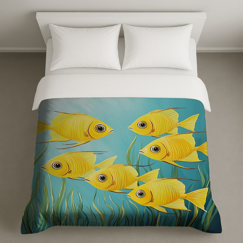 Housses de couette jaune, Très grand lit