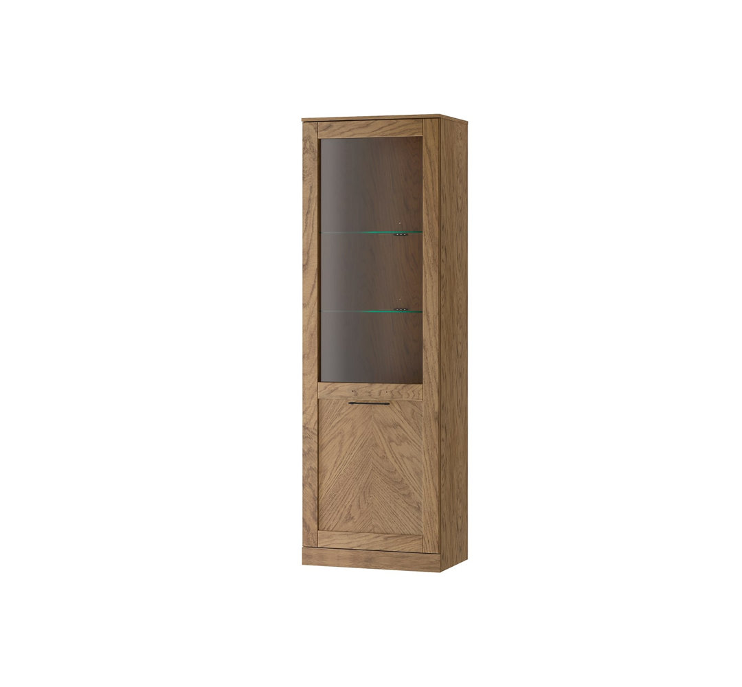 Stina Manufactured + Solid Oak Wood 1-Door Display Cabinet