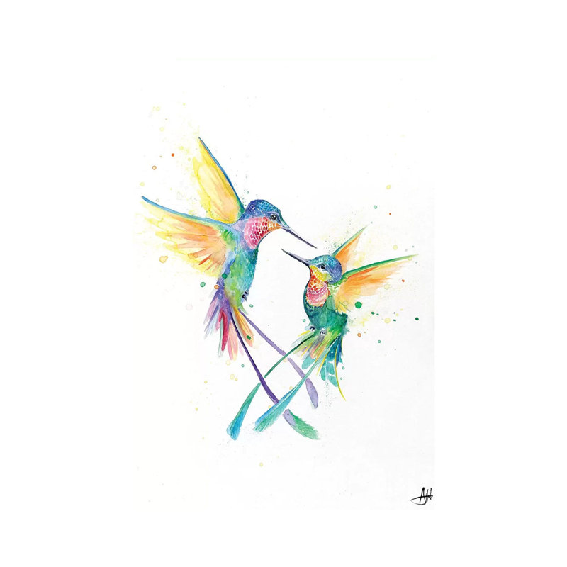 Happy Hummingbirds by Marc Allante - Wrapped Canvas Painting, 20.32 cm H x 30.48 cm W