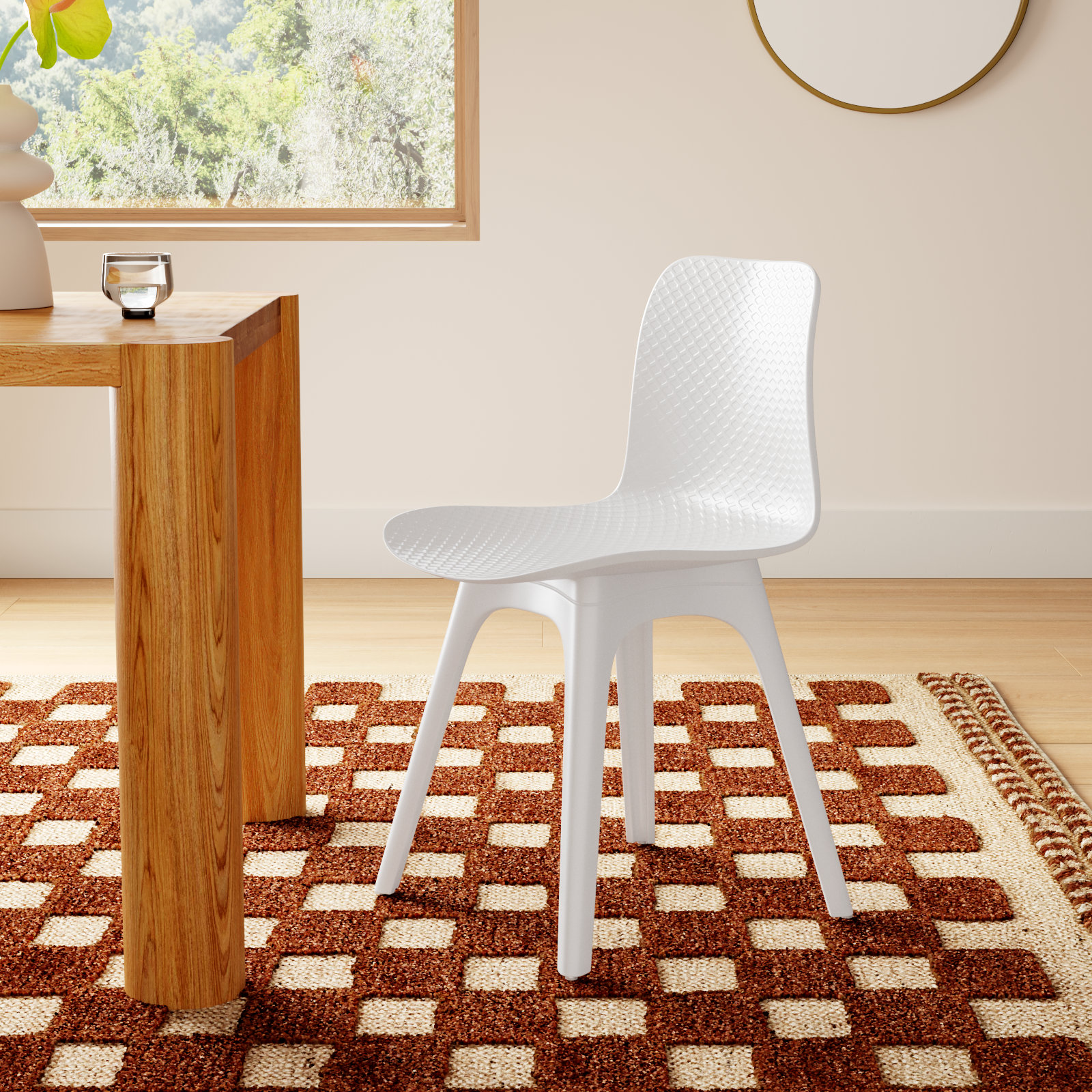 Brin Molded Plastic Dining Chair, White