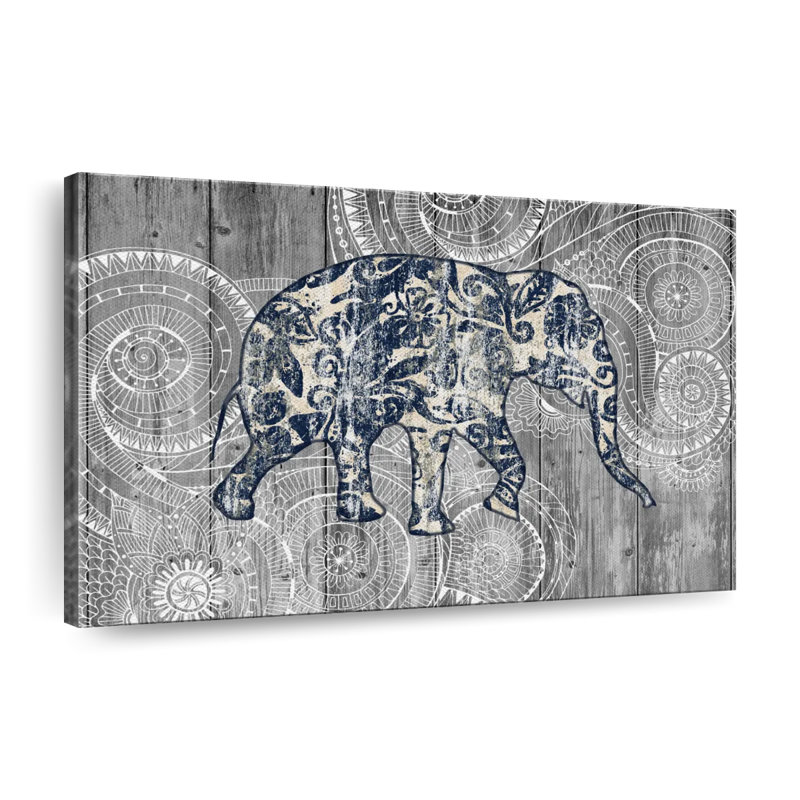 Éléphant floral bohème, H 16 po x l 24 po x P 1,25 po