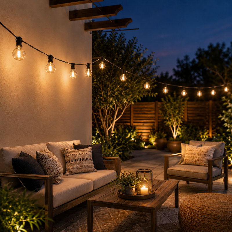 50ft 50-Bulb Outdoor Plug-in Globe String Lights, Shatterproof, Connectable, Soft Warm Glow