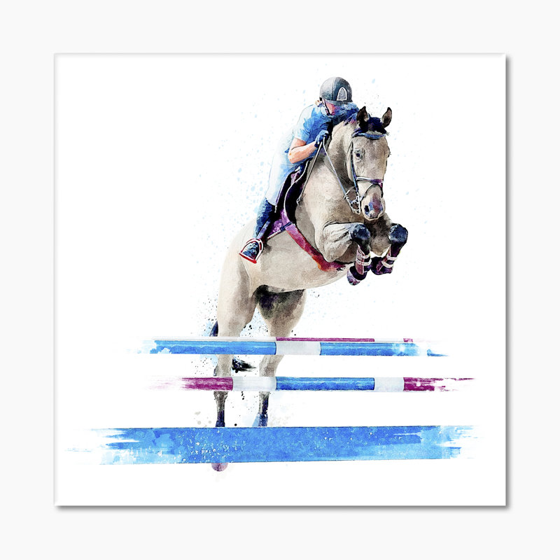 Reproduction d'art sur toile Jockey, H 16 po x l 16 po x P 1 po, Toile tendue