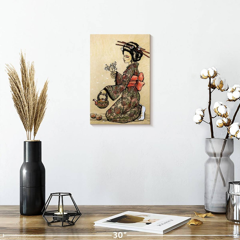 Leisha Geisha Serving Tea, 12" H x 8" W