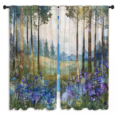 Forest Landscape With Wildflowers Window Curtains Landscape Sheer & Room Darkening - 2 Panels
