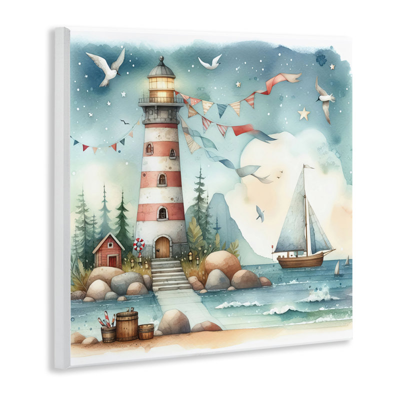  "Whimsical Lighouse & Birds", art mural par LSR Design Studio