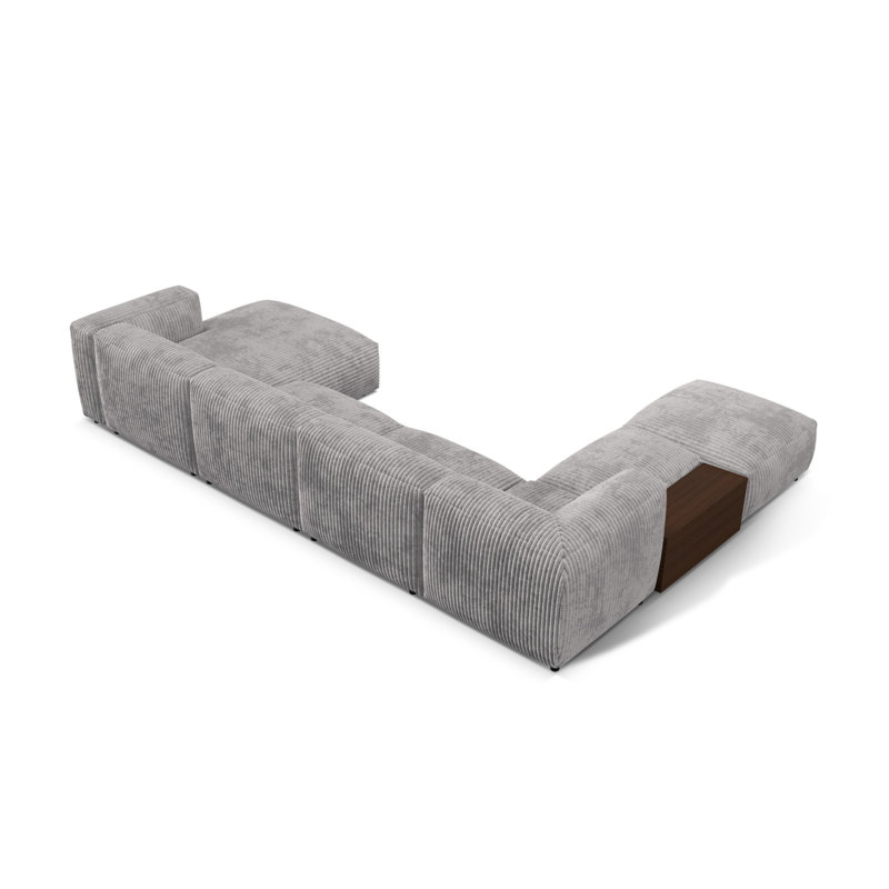 Betsayda 5 Seater Corduroy Corner Sofa , Light Grey