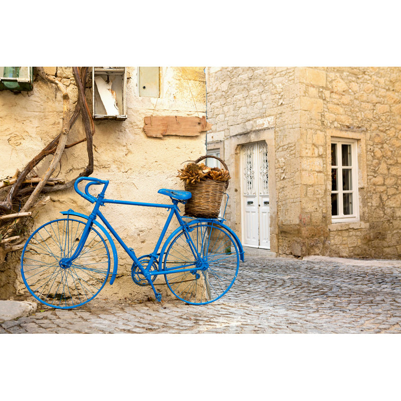 Vélo bleu - photographie sur toile tendue, H 12 po x l 18 po