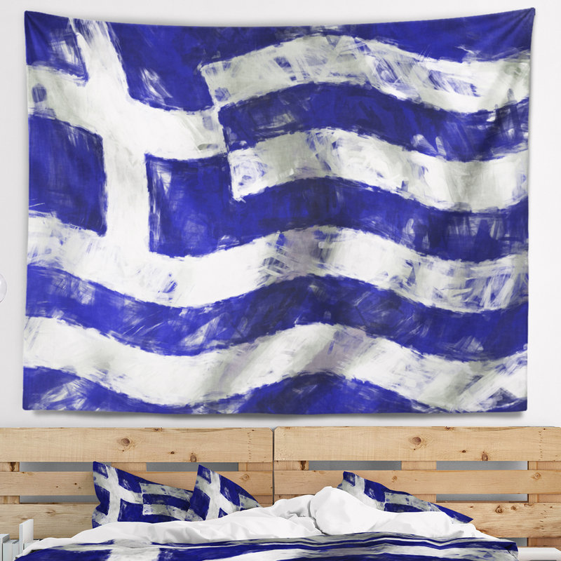 Drapeau de la grèce tapisserie, H 32 po x l 39 po