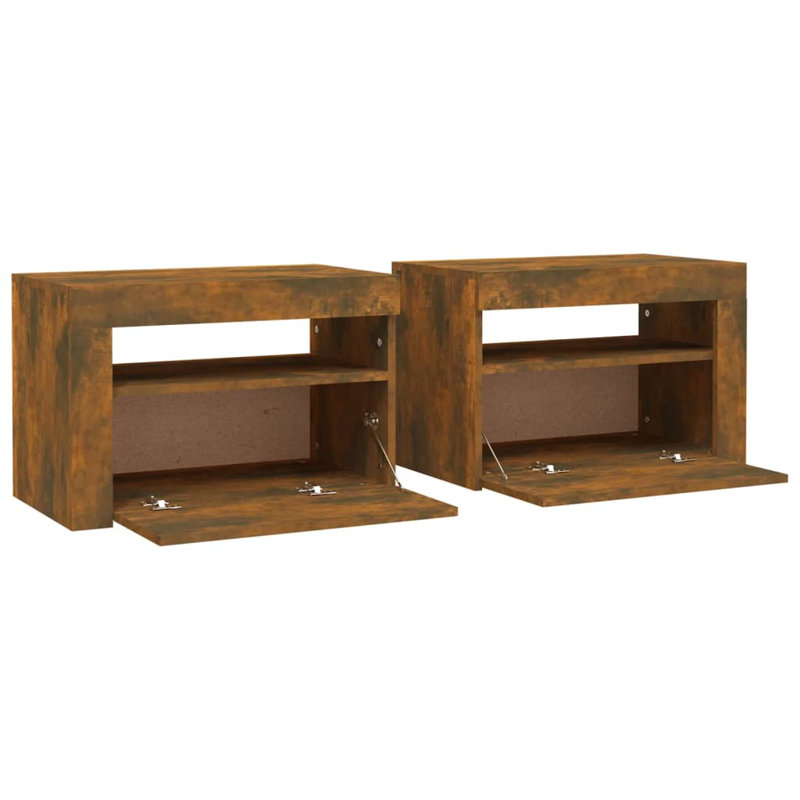 Aamirah 60cm W Manufactured Wood Bedside Table, Smoked Oak